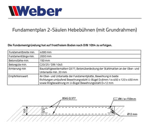 2-Säulen Hebebühne "P4000G" Weber-Profi-Serie