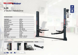 2-Säulen Hebebühne "4.2A" Weber-Profi-Serie bis 4200kg