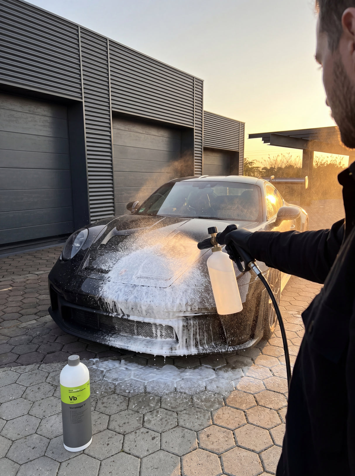 Koch-Chemie Vorreiniger B Anwendung mit Schaumlanze im Warehouse