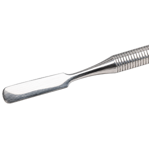 Flache Werkzeugspitze und Griffübergang des COLOURLOCK "Spatula Duo Flat" Lederreparaturspachtels