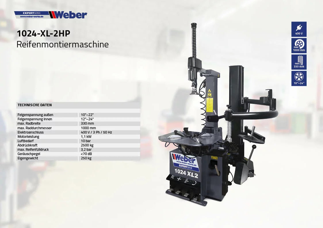 "1024-XL-2HP" Reifenmontiermaschine (Weber-Expert-Serie)